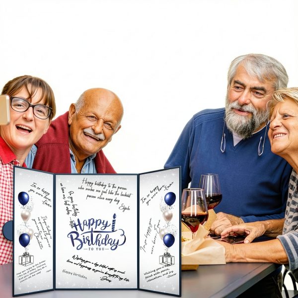 Birthday Guest Book Crenics Blue Silver Design-3
