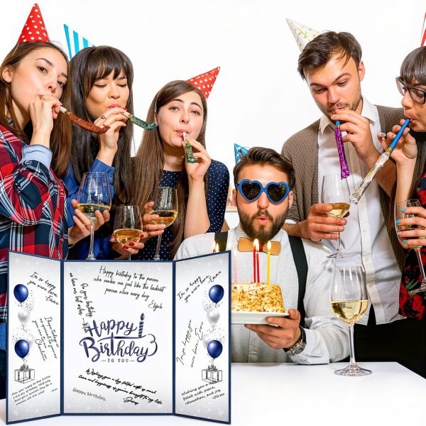 Birthday Guest Book Crenics Blue Silver Design-4