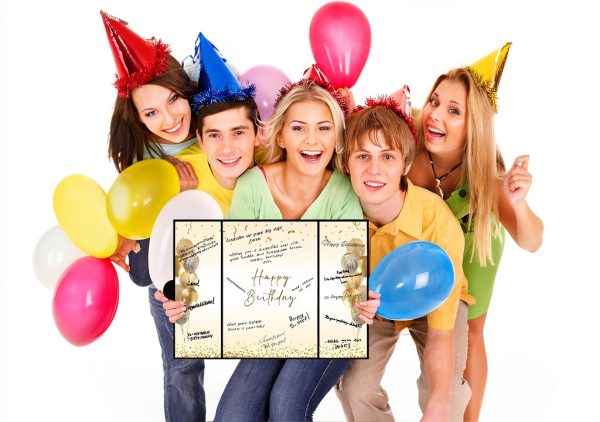 DARUNAXY Birthday Guest Book Jumbo Size Purple-6