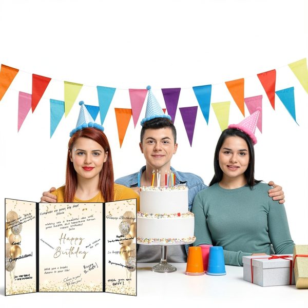 DARUNAXY Birthday Guest Book Jumbo Size Purple-8
