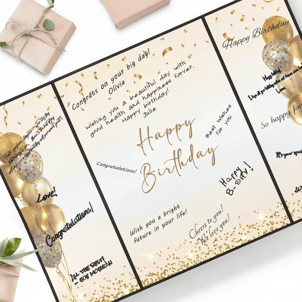 DARUNAXY Birthday Guest Book Jumbo Size Purple-4