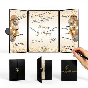 DARUNAXY Birthday Guest Book Jumbo Size Purple-0